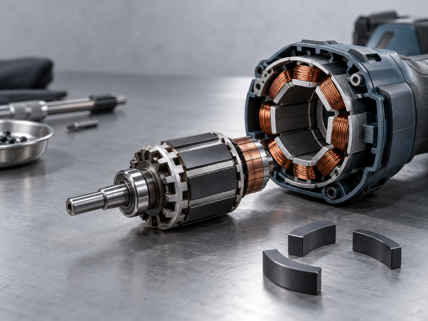 Electric power-tool motor and rotor application context